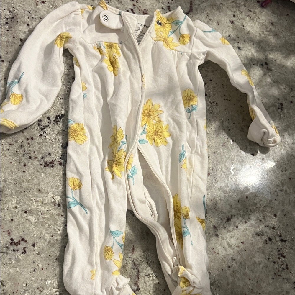 Floral Kids One Piece in White and Yellow